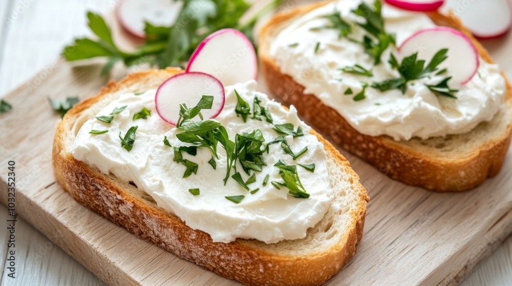 Fresh Bread with Cream Cheese and Herbs Topping Fresh Bread with Cream Cheese and Herbs Topping