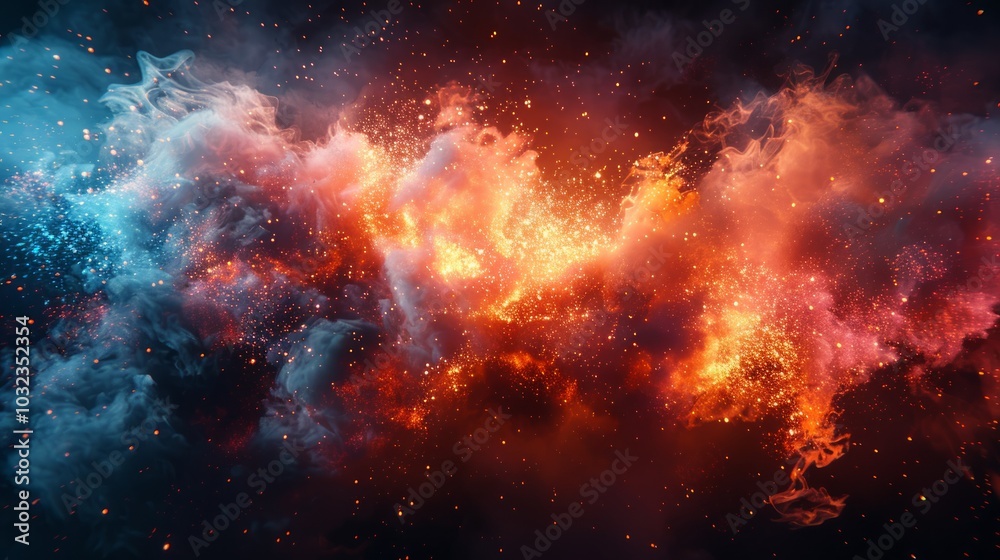 Fototapeta premium Abstract background with vibrant colors and glowing particles.