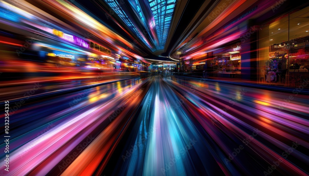 A vibrant, abstract depiction of a bustling urban environment, showcasing colorful lights and dynamic motion. A vibrant, abstract depiction of a bustling urban environment, showcasing colorful lights and dynamic motion.