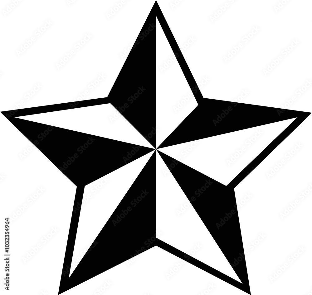 Star clip art design on plain white transparent isolated background for card, shirt, hoodie, sweatshirt, apparel, card, tag, mug, icon, poster or badge
