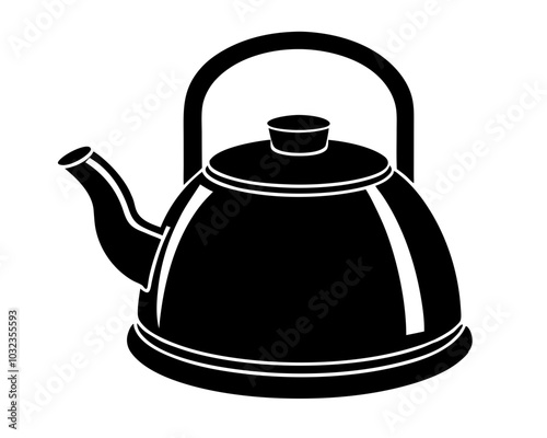 Vector Kettle silhouette. Black Teapot illustration. Hot Water Pot