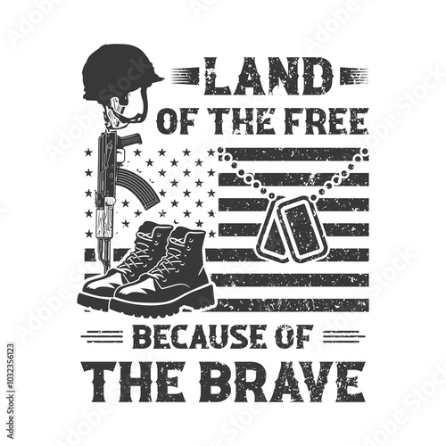 Land of the Free Because of the Brave T-shirt Design