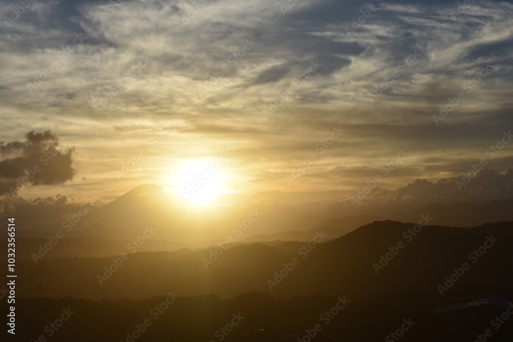 富士と夕陽 富士と夕陽