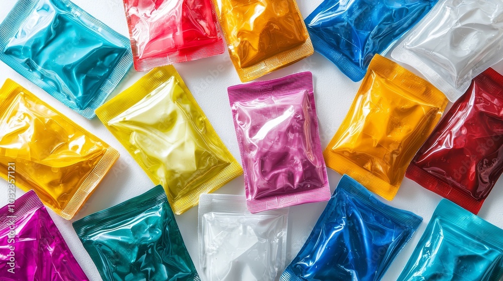 Colorful Laundry Detergent Pods on White Background Colorful Laundry Detergent Pods on White Background