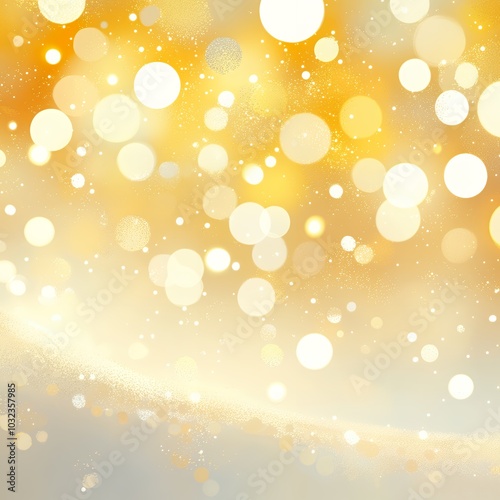 Golden bokeh lights and soft glowing orbs on a warm gradient background. Abstract festive design with shimmering, sparkling effect. Celebration and holiday concept