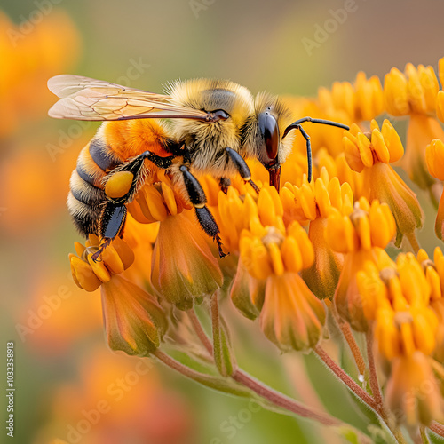 Honeybee on Butterfly Milkweed photo