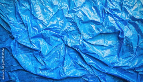 Wallpaper Mural A close-up of crumpled blue plastic sheeting, showcasing texture and color variations. Torontodigital.ca