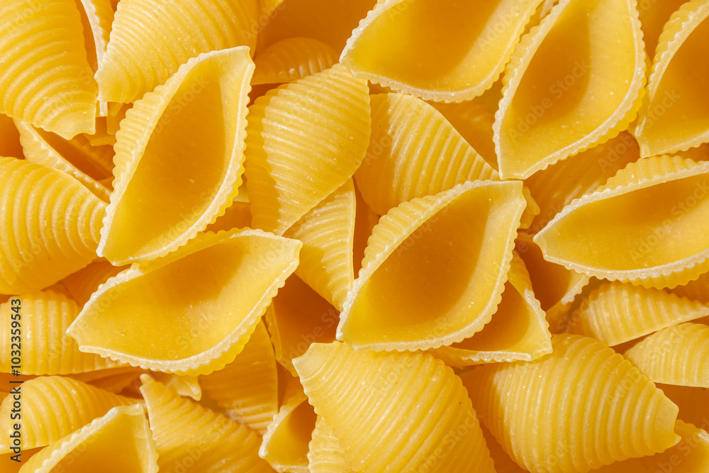 Uncooked Conchiglie Pasta: A Culinary Canvas of Conchiglie Macaroni, Creating a Lively and Textured Background for Gourmet Cooking. Dry Pasta. Raw Macaroni - Top View, Flat Lay Uncooked Conchiglie Pasta: A Culinary Canvas of Conchiglie Macaroni, Creating a Lively and Textured Background for Gourmet Cooking. Dry Pasta. Raw Macaroni - Top View, Flat Lay