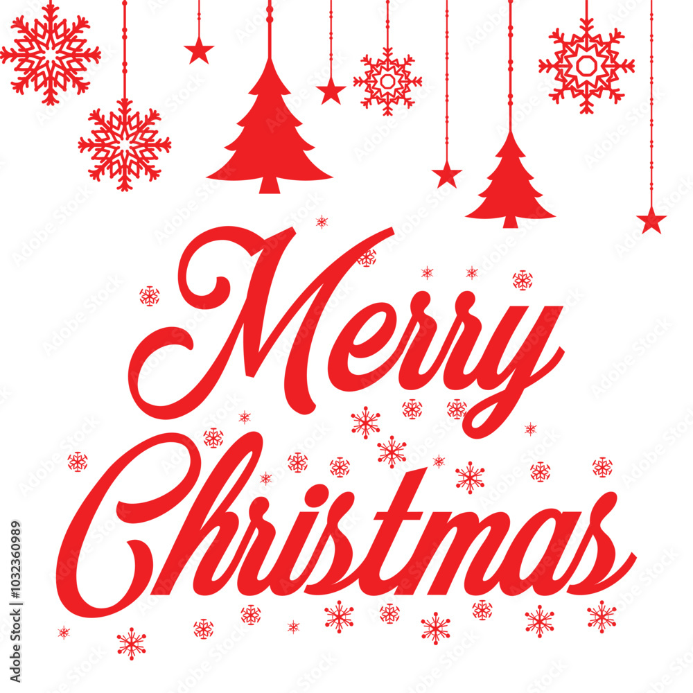 Fototapeta premium Merry Christmas typography t-shirt design, perfect for festive apparel, holiday gifts, and seasonal projects. Merry Christmas vector text Calligraphic Lettering Vector illustration.