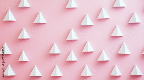 Free Download Uniform Triangular Patterns, a series of small white triangles aligned against a gentle pastel backdrop, creating a harmonious visual rhythm - GFXLoad
