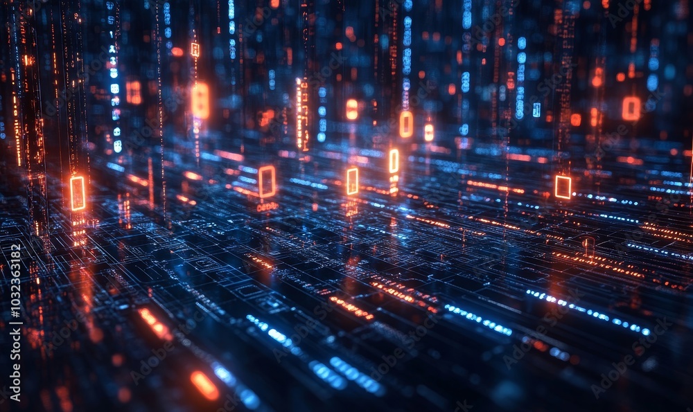 Fototapeta premium Email enveloped in layers of digital encryption, secure transmission of sensitive information with intricate digital patterns and symbols representing, Generative AI