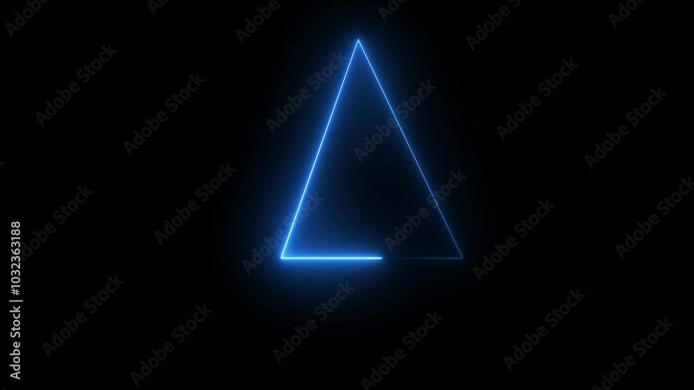 cyan glowing neon triangle on alpha channel background