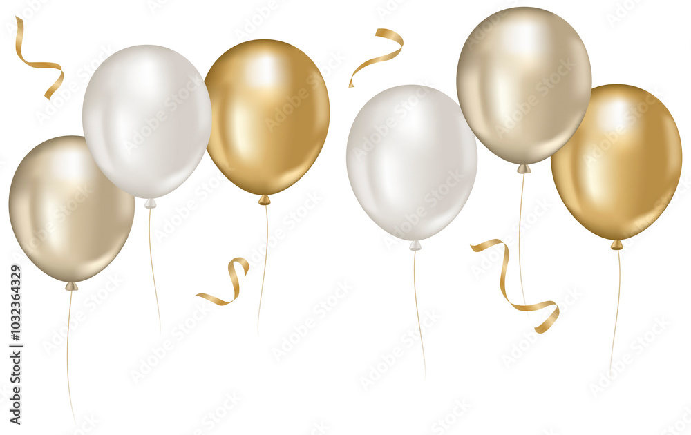 Gold and White Balloons for Celebration Gold and White Balloons for Celebration