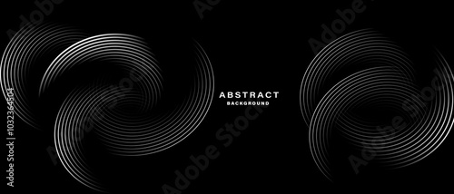 Abstract Black and White Circular Wave Lines. Vector illustration.