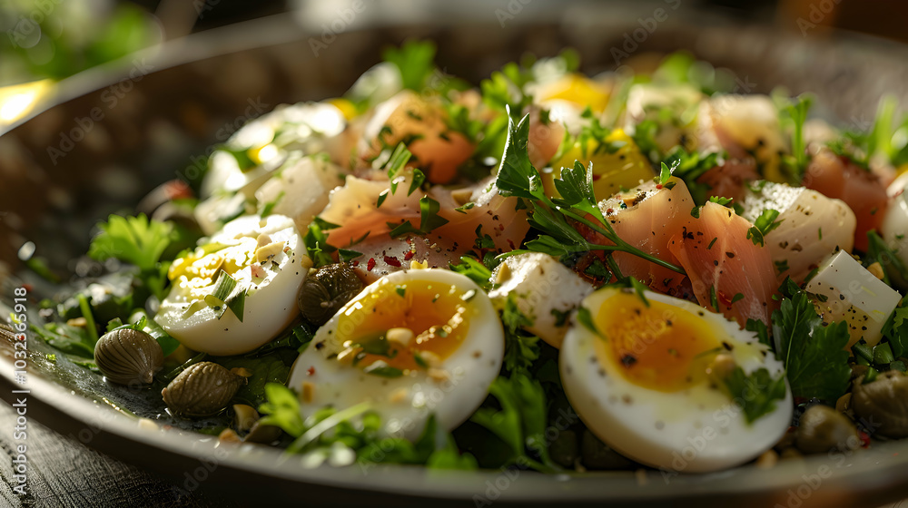 salad with a sprinkle of fresh parsley and capers salad with a sprinkle of fresh parsley and capers
