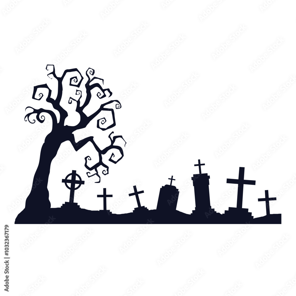 Halloween Graves Silhouette Background Halloween Graves Silhouette Background