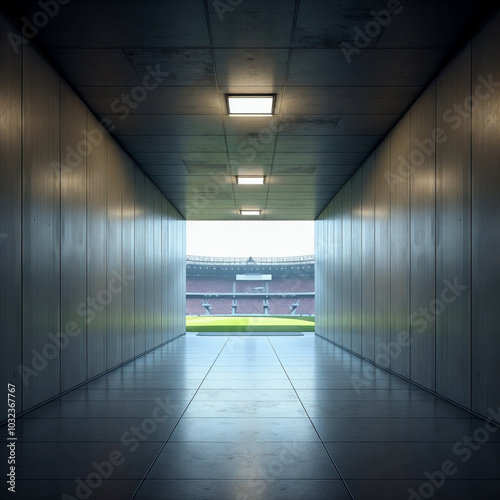 Stadium with a long tunnel leading to the field