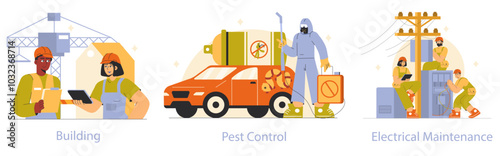 Working Professions. Flat Vector Illustration