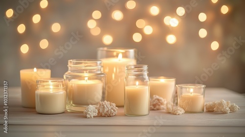 Lit Candles with Warm Bokeh Lighting