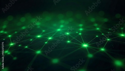 A dark background with a network of glowing green lines and shapes, creating a futuristic, technological aesthetic created with generative ai