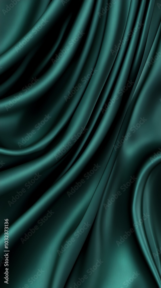 Emerald green satin fabric with smooth, flowing curves, creating a luxurious and elegant backdrop Emerald green satin fabric with smooth, flowing curves, creating a luxurious and elegant backdrop