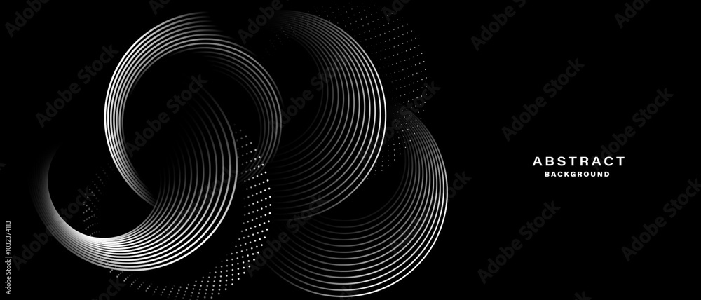 Abstract Black and White Circular Wave Lines. Vector illustration. Abstract Black and White Circular Wave Lines. Vector illustration.
