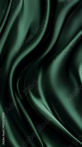 Green satin fabric with smooth texture, perfect for elegant decoration