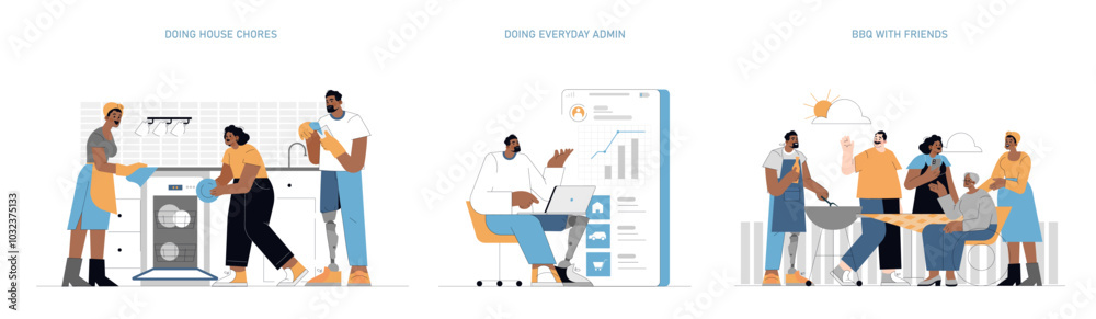 One Day Of Delivery Person. Flat Vector Illustration One Day Of Delivery Person. Flat Vector Illustration