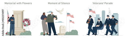 Salute to the Veteran. Flat Vector Illustration