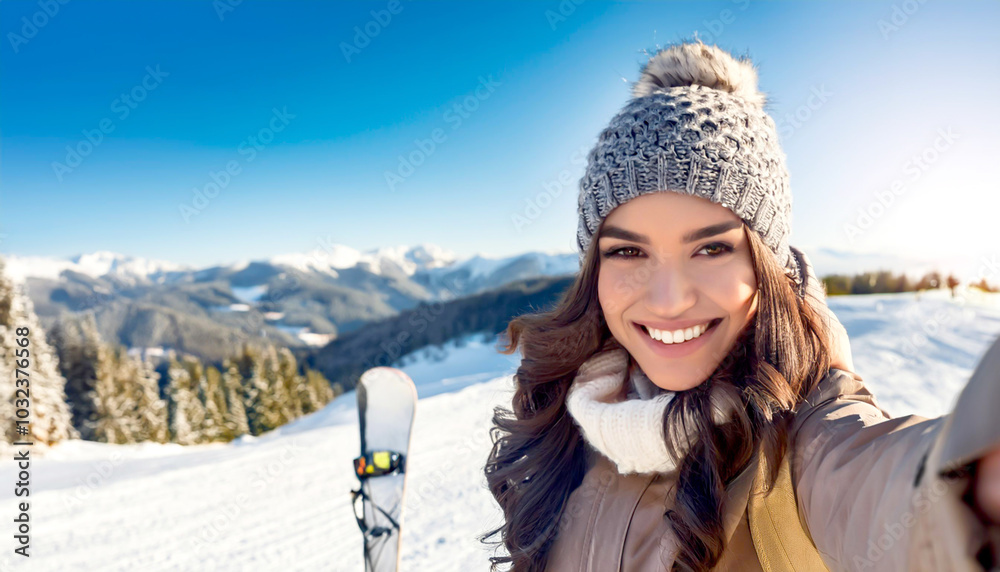 Frau beim Ski Fahren Frau beim Ski Fahren
