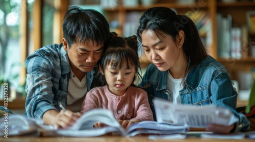 Asian family feeling the impact of rising living expenses, with bills and debt piling up