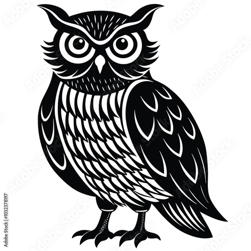 Owl Line Art Vector Illustration. photo