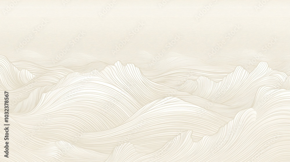 Obraz premium Subtle Wave Patterns on Soft Background, a serene composition of uniform white waves creating a calming visual rhythm on a gentle backdrop