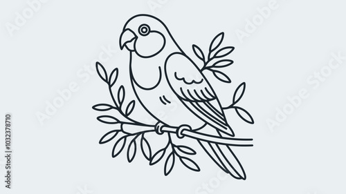 love bird isolated coloring page for kids and adult vector art line art illustration