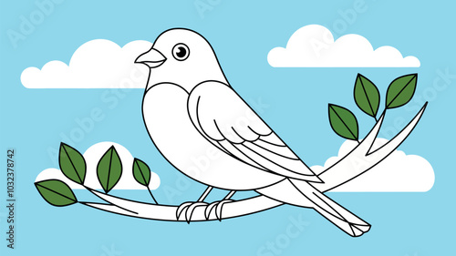love bird isolated coloring page for kids and adult vector art line art illustration