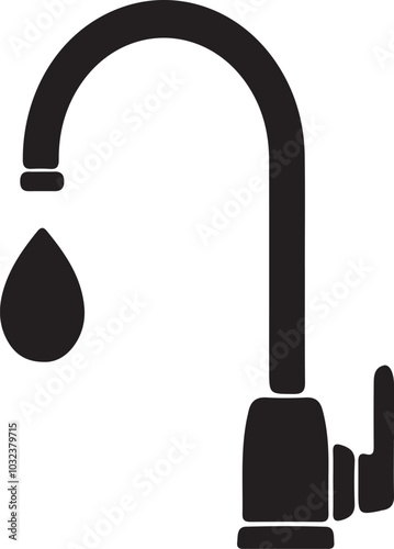 water faucet icon over white background, silhouette style, vector illustration