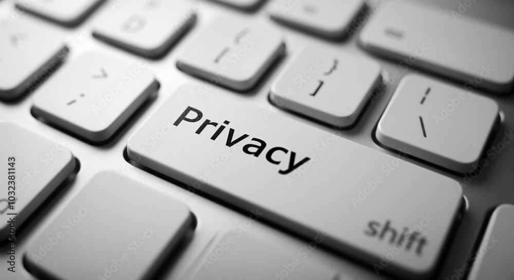 Keyboard with privacy key emphasizing digital security and personal data protection Keyboard with privacy key emphasizing digital security and personal data protection