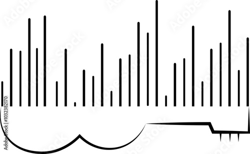 Music design. Horizontal sound wave and guitar. For concert, music, stickers, t-shirts.