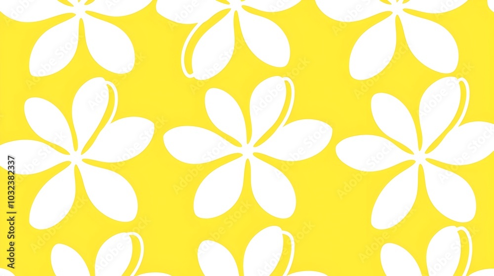 Obraz premium Minimalist and delicate seamless pattern featuring a pastel yellow background with soft and elegant floral outlines This serene and botanical design creates a calming and contemporary aesthetic