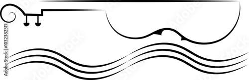 Music design. Horizontal wave and violin. For concert, music, stickers, t-shirts.