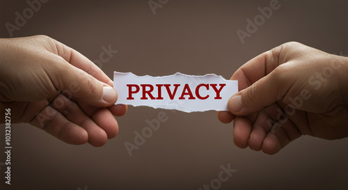 Hands holding paper with privacy message for understanding confidentiality and security