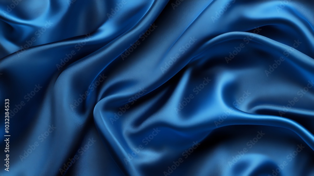 Silk blue satin fabric backdrop with smooth, shiny, soft texture in blue color, perfect for luxurious decoration Silk blue satin fabric backdrop with smooth, shiny, soft texture in blue color, perfect for luxurious decoration