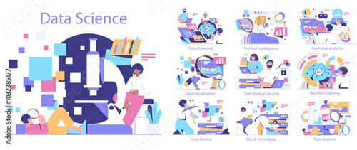 Data Science. Flat Vector Illustration