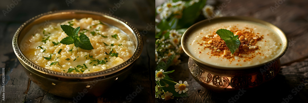 Ras malai with a side of sweet yogurt Ras malai with a side of sweet yogurt