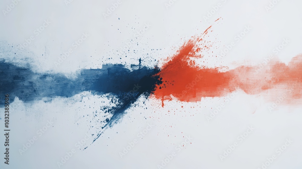 A vibrant splash of blue and red powder blends dynamically across a white background, creating an artistic burst of color and motion. A vibrant splash of blue and red powder blends dynamically across a white background, creating an artistic burst of color and motion.