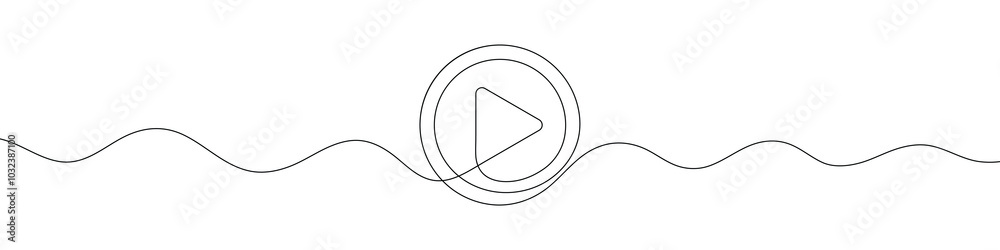 Continuous line drawing of play icon. Media, Video or music player button in linear style. One line drawing. Single line art. Vector illustration. Continuous line drawing of play icon. Media, Video or music player button in linear style. One line drawing. Single line art. Vector illustration.