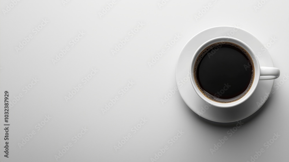 Single Cup of Black Coffee on Minimalist Background Single Cup of Black Coffee on Minimalist Background