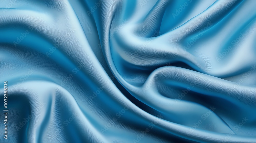 Elegant blue satin drapery with soft, smooth texture, perfect for luxury fashion backdrop