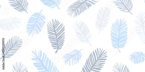 Blue Palm Leaves Pattern