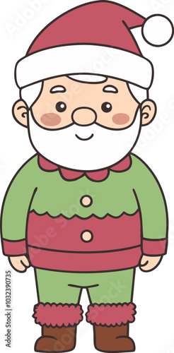 Cartoon santa claus character in festive winter attire